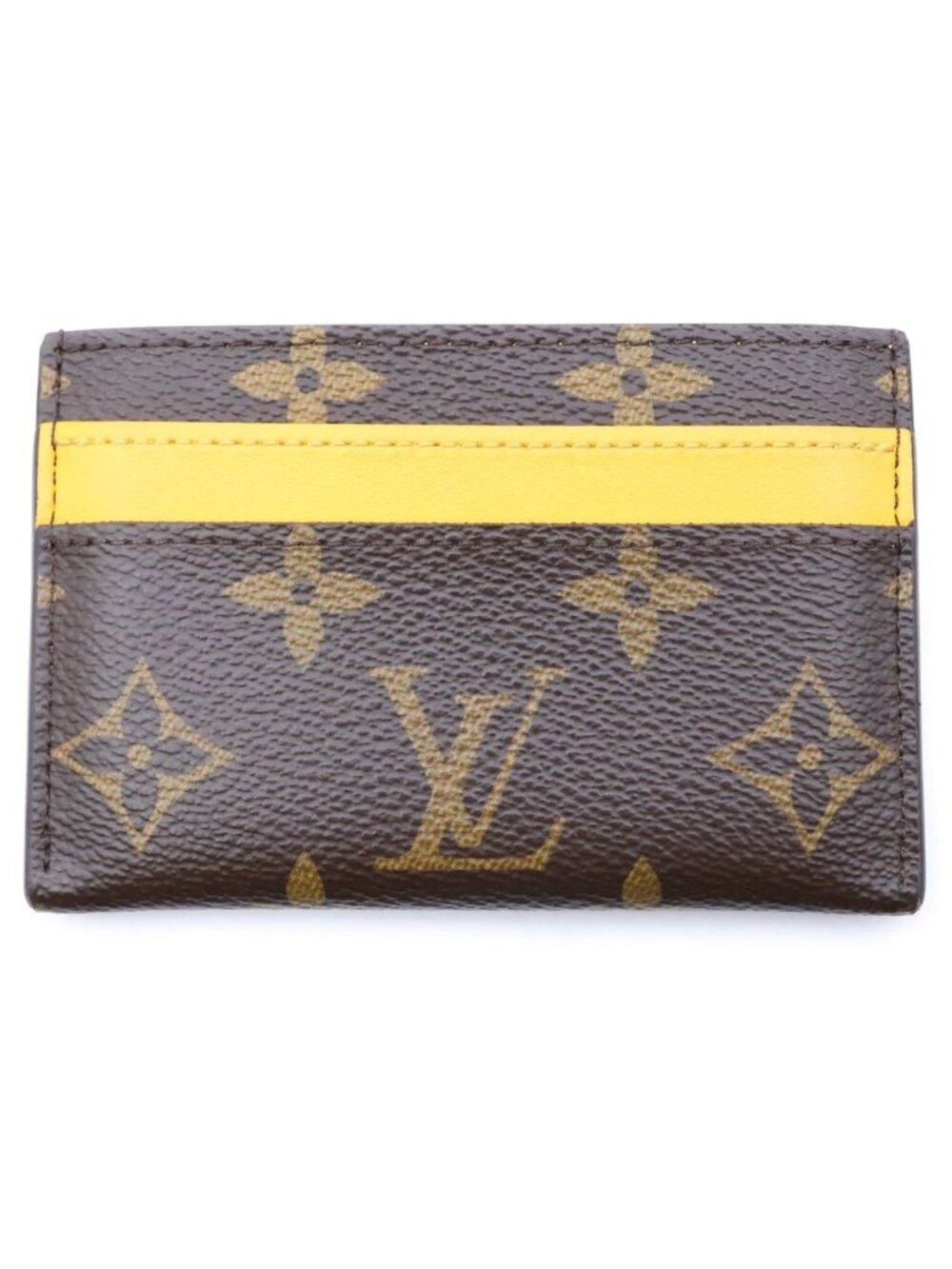 Louis Vuitton Card Case Double Monogram Leather Brown Yellow